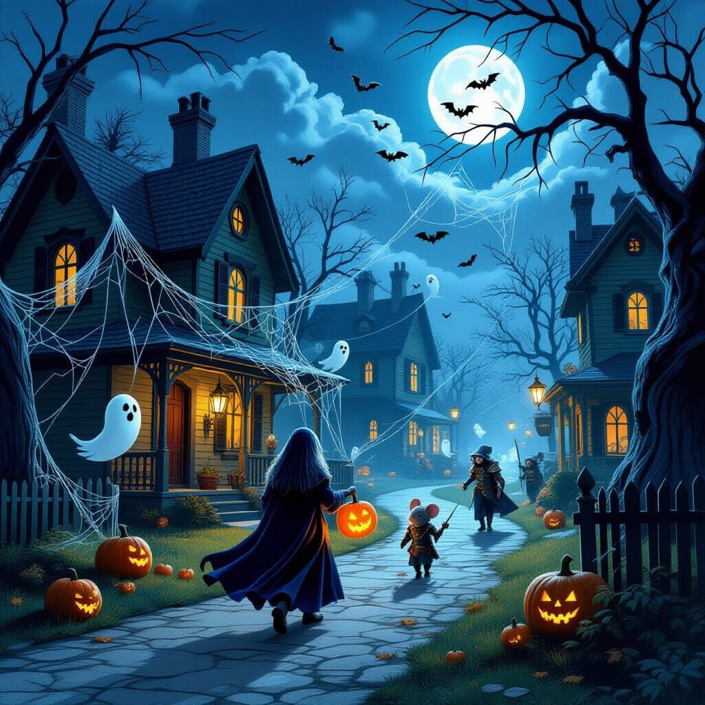 Halloween Lane with Spooky Creatures