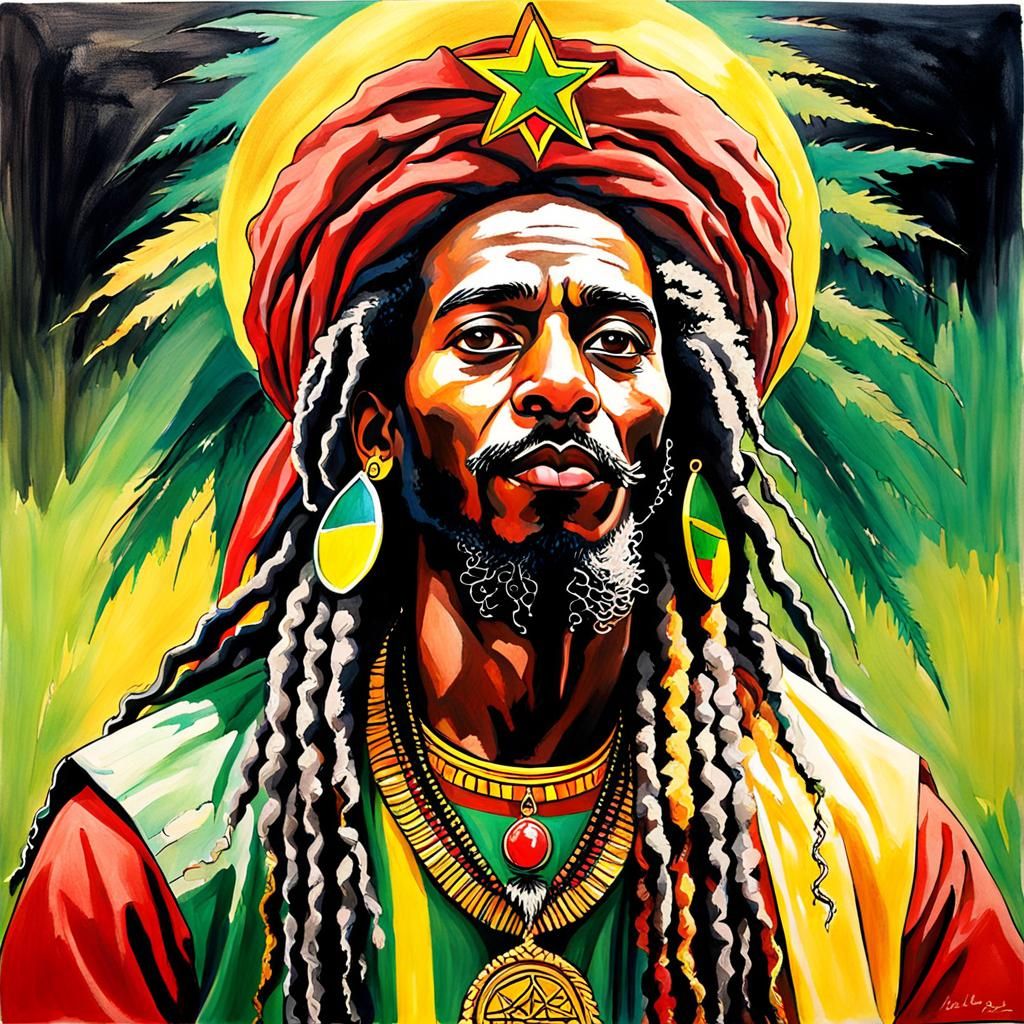Rastafarian King Reigns with Vibrant Colors