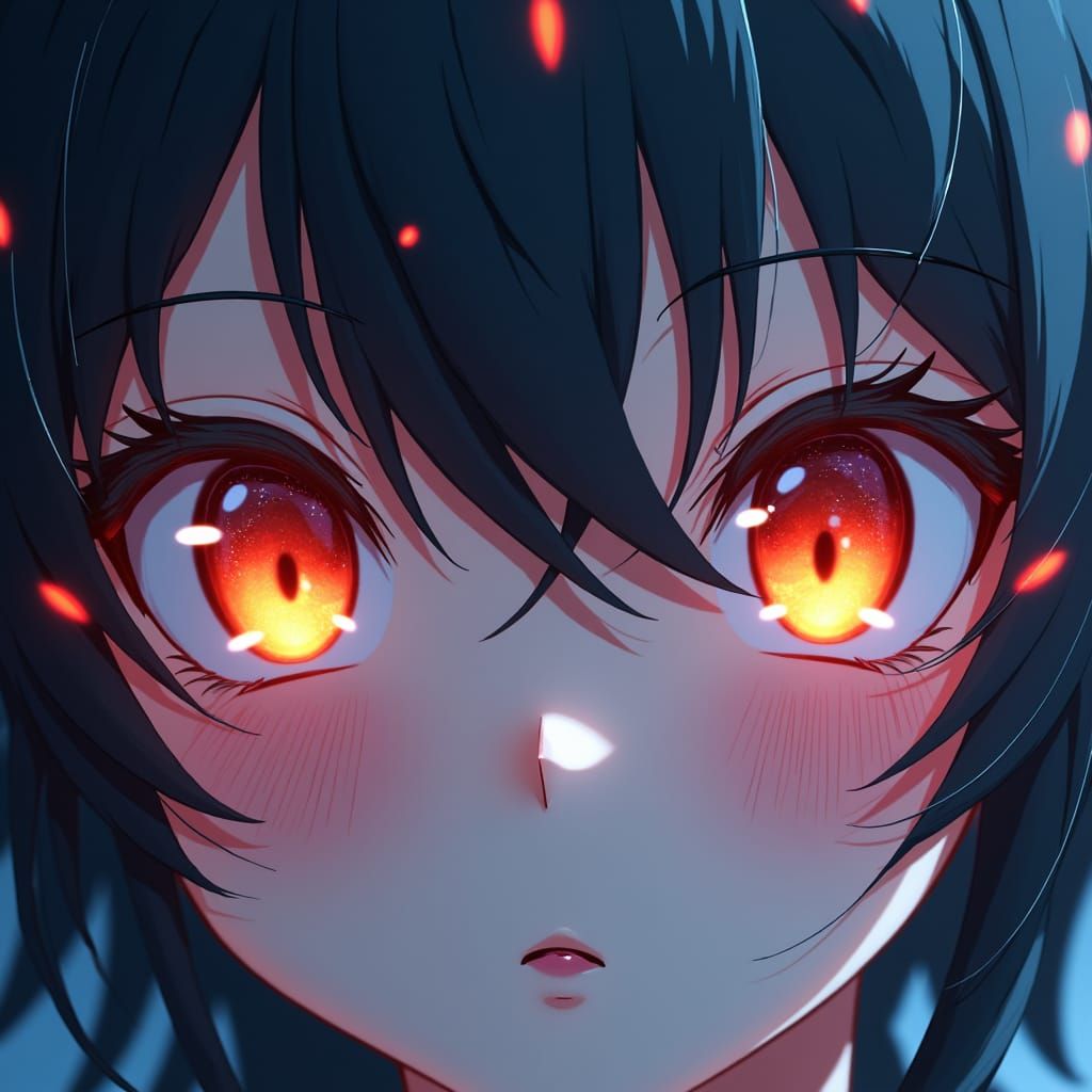 Anime-Inspired Portrait of Emotive Eyes in Vibrant Colors