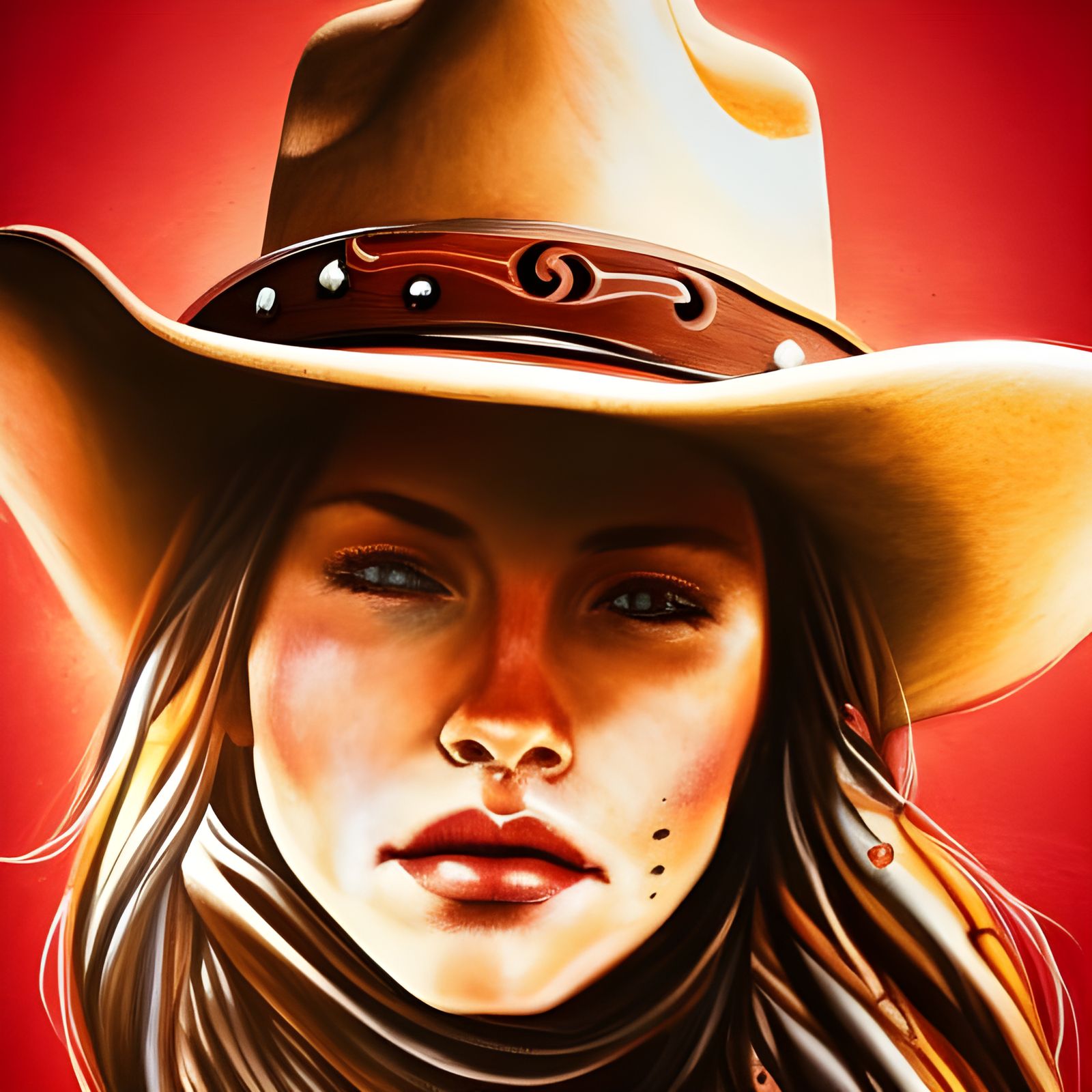 Epic Western Cowgirl in Dreamy Hyperrealist Style