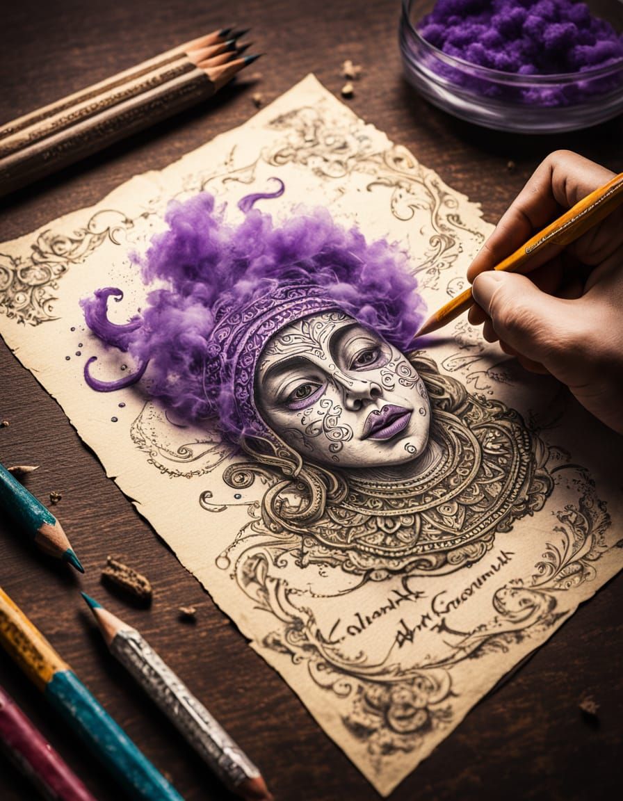 Genie Emerges from Pencil Writing 'Ananasakäämä' in Hyperrea...