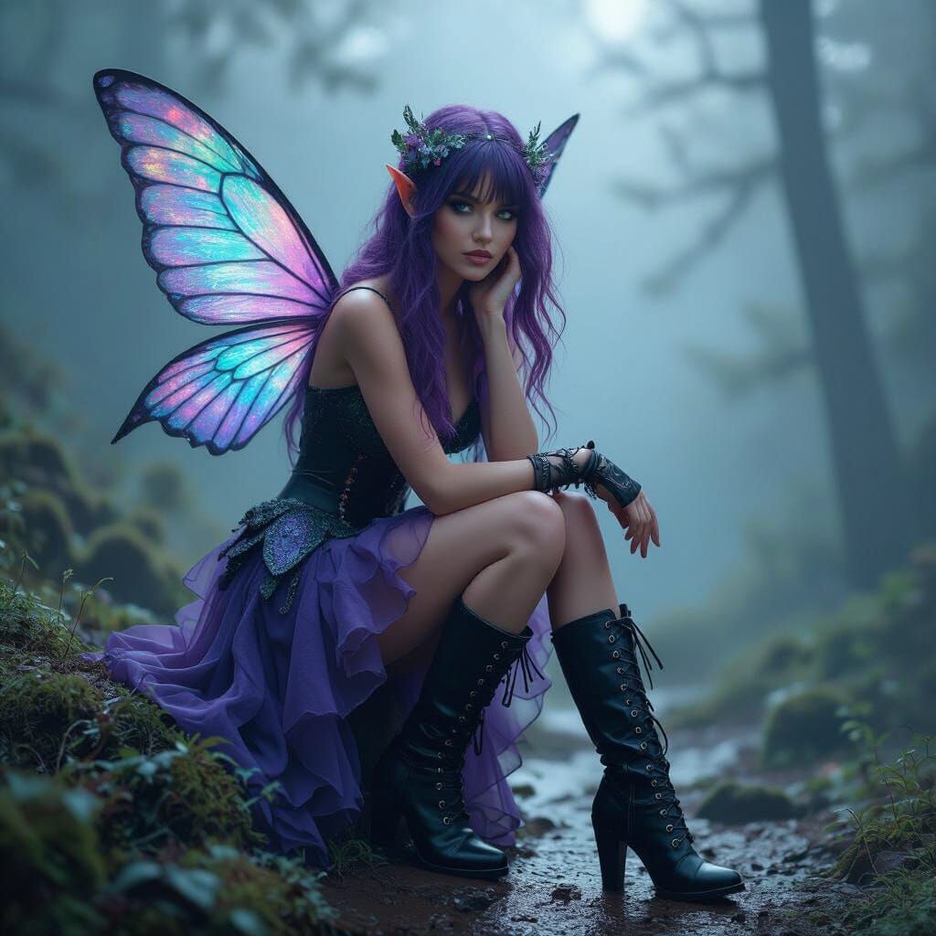 Iridescent Fairy Portrait in Ethereal Lighting