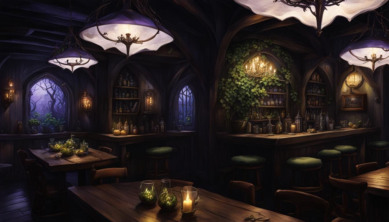 Whimsical Elven Tavern in Dark Fantasy