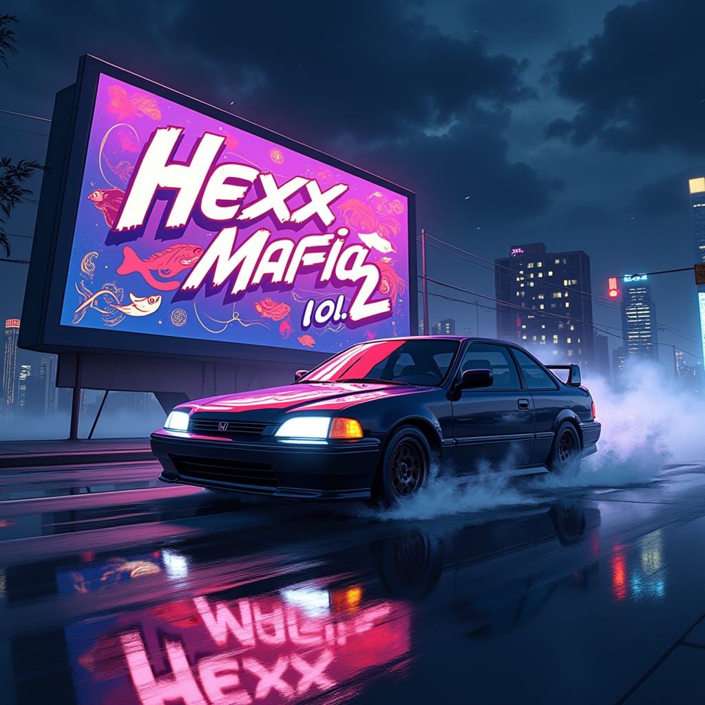 Cyberpunk Cityscape Album Cover Art