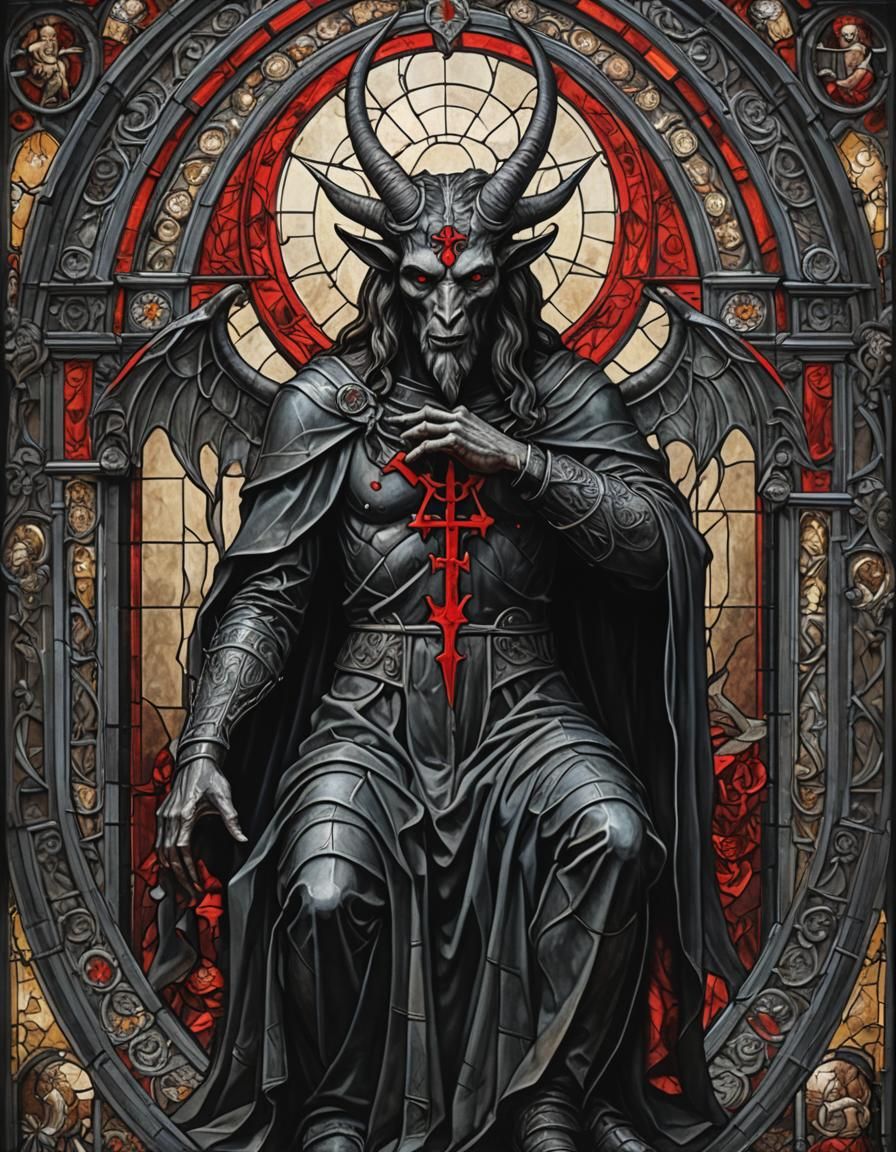 Dark Saviour in Gothic Stained Glass