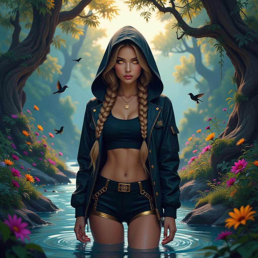 Beautiful Young Woman in Fantastical Forest