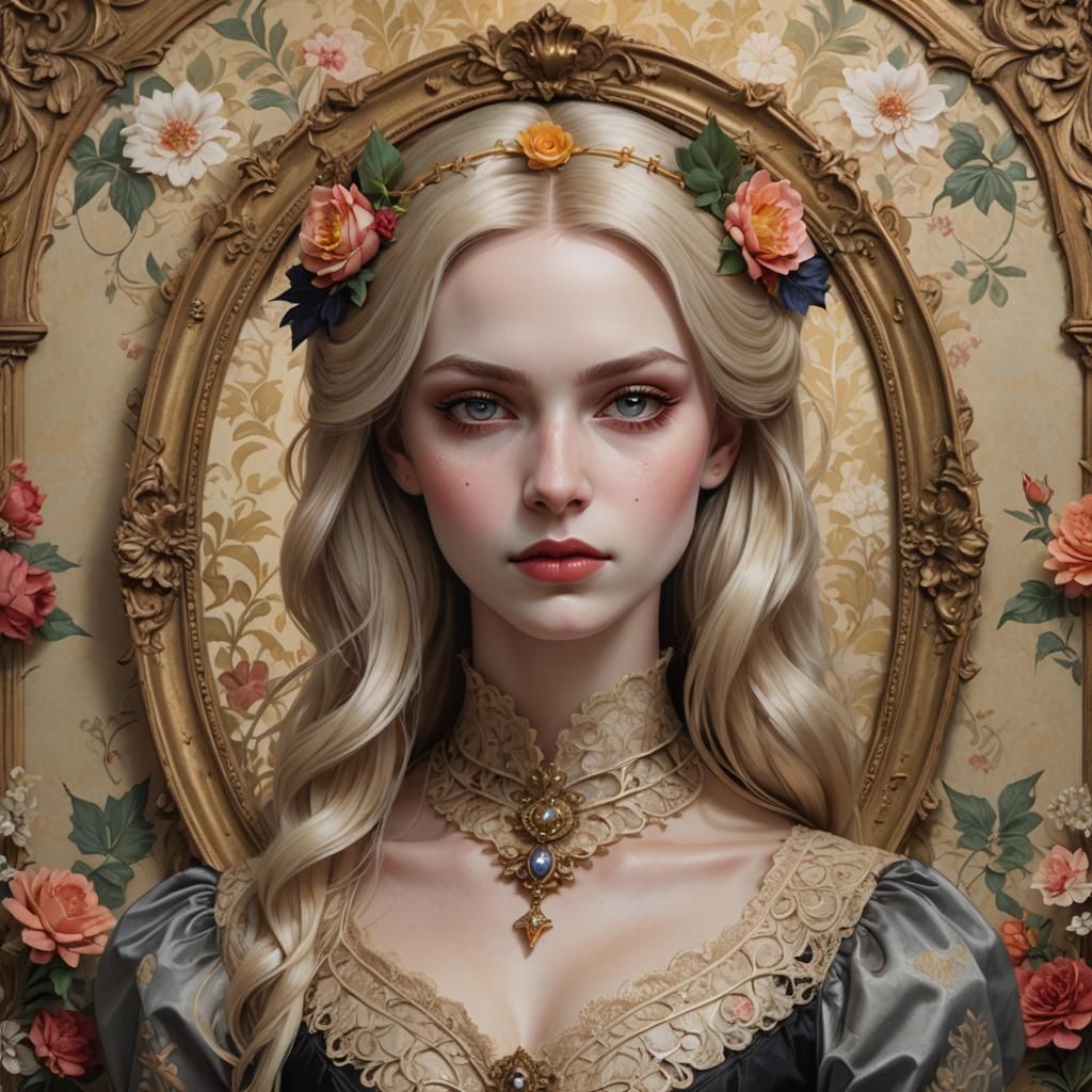 Victorian Gothic Beauty in Antique Frame