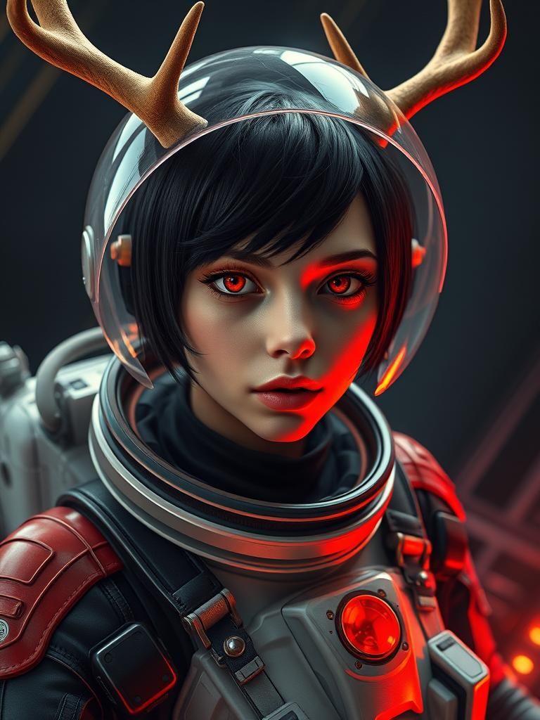 Glowing Huntress in Space Armor