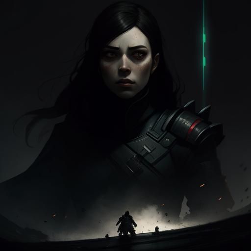 Fantasy Female Knight in Dark Fantasy Style