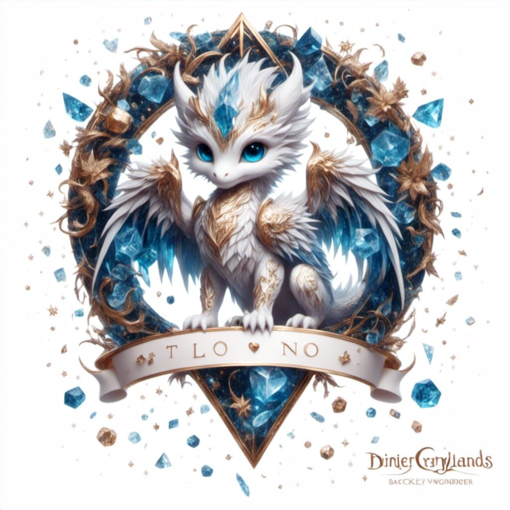 Gentle Griffin Dragon in Crystal Clear Fantasy Scene