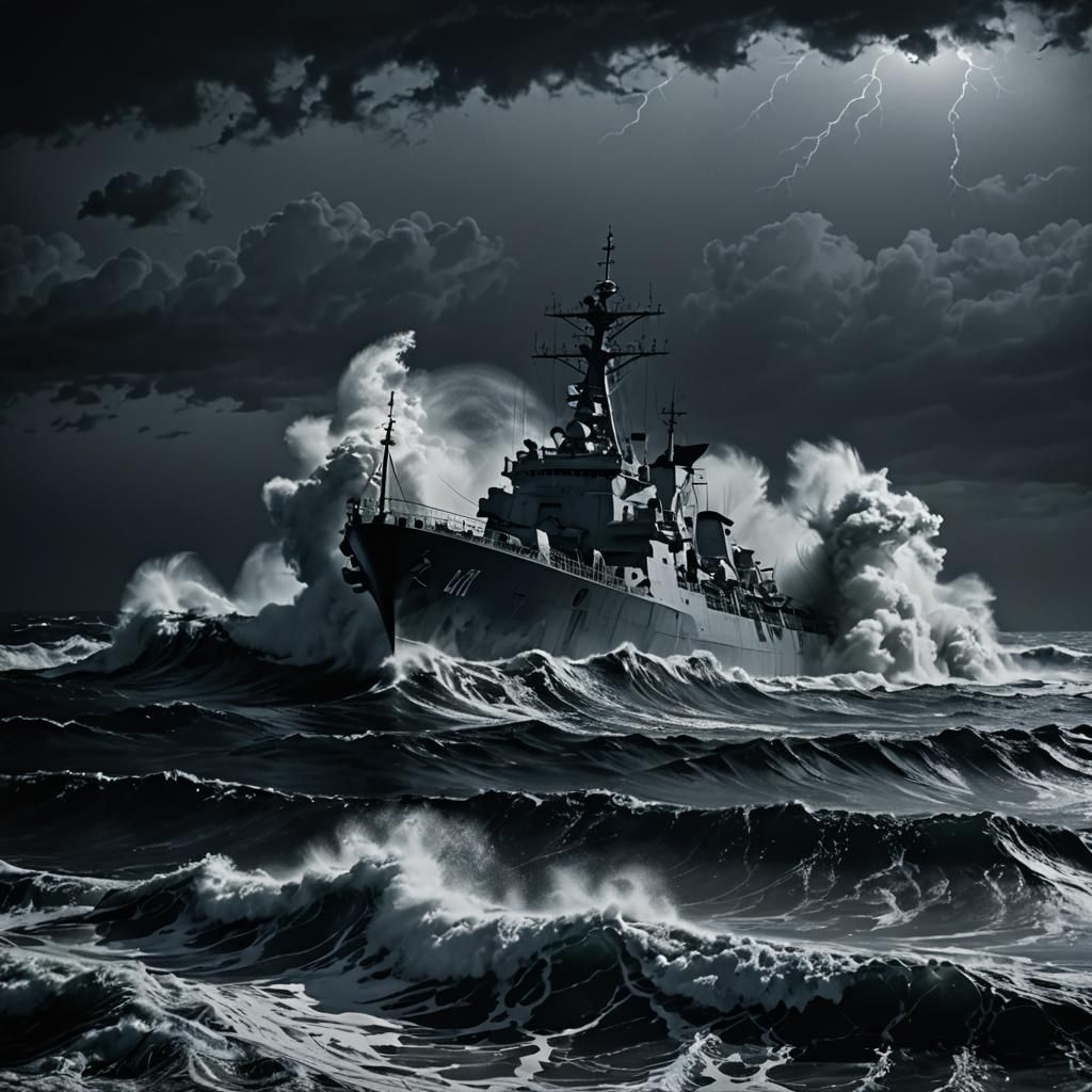 Haunted Oceanic Vessel Under Midnight Seas