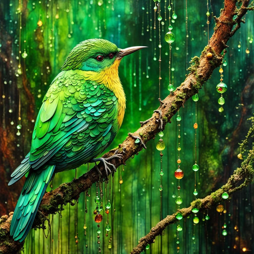 Vibrant Chaos: A Surreal Rainforest in Whirling Colors