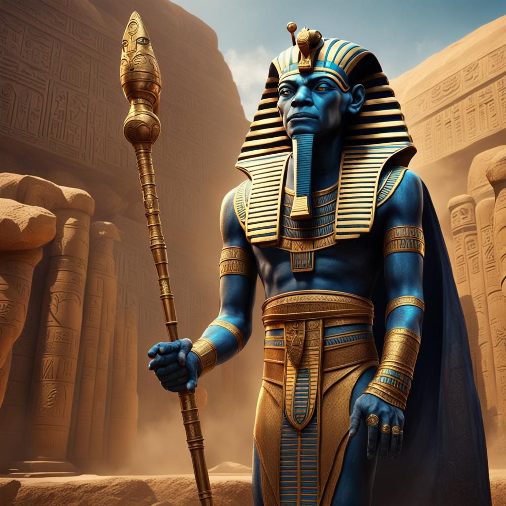 Ancient Fantasy Pharaoh in Vibrant, Mystical Splendor