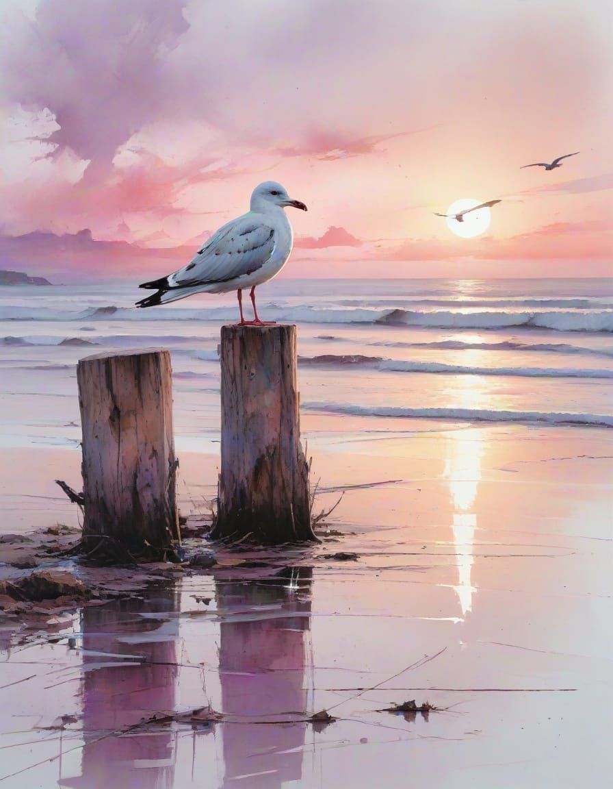 Neon Twilight on Retro Seaside Promenade