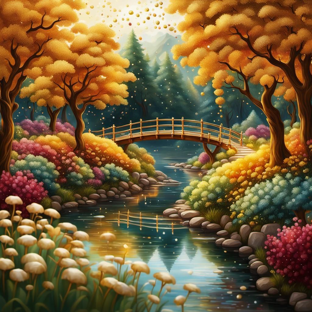 Surreal Garden of Golden Wonder