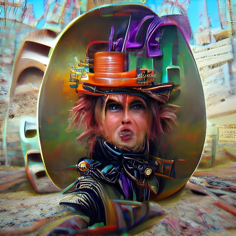 Steampunk Mad Hatter Portrait in 3D Rendering