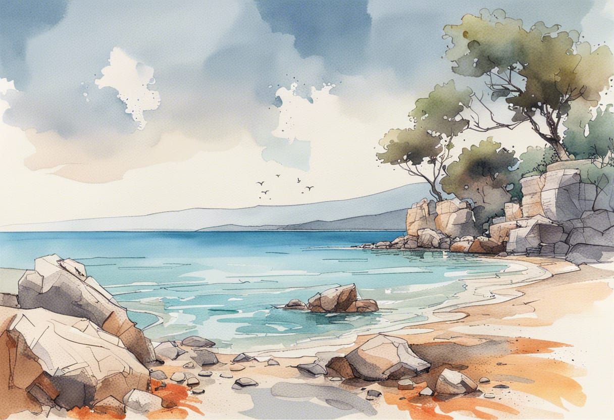 Croatian Island Adriatic Beachscape in Photorealistic Detail