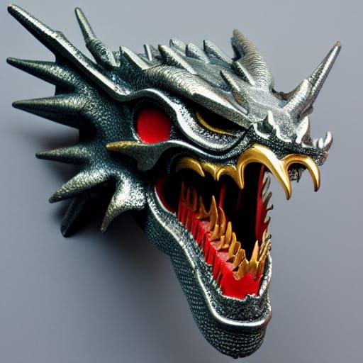 Mechanical Dragon Head Sculpture