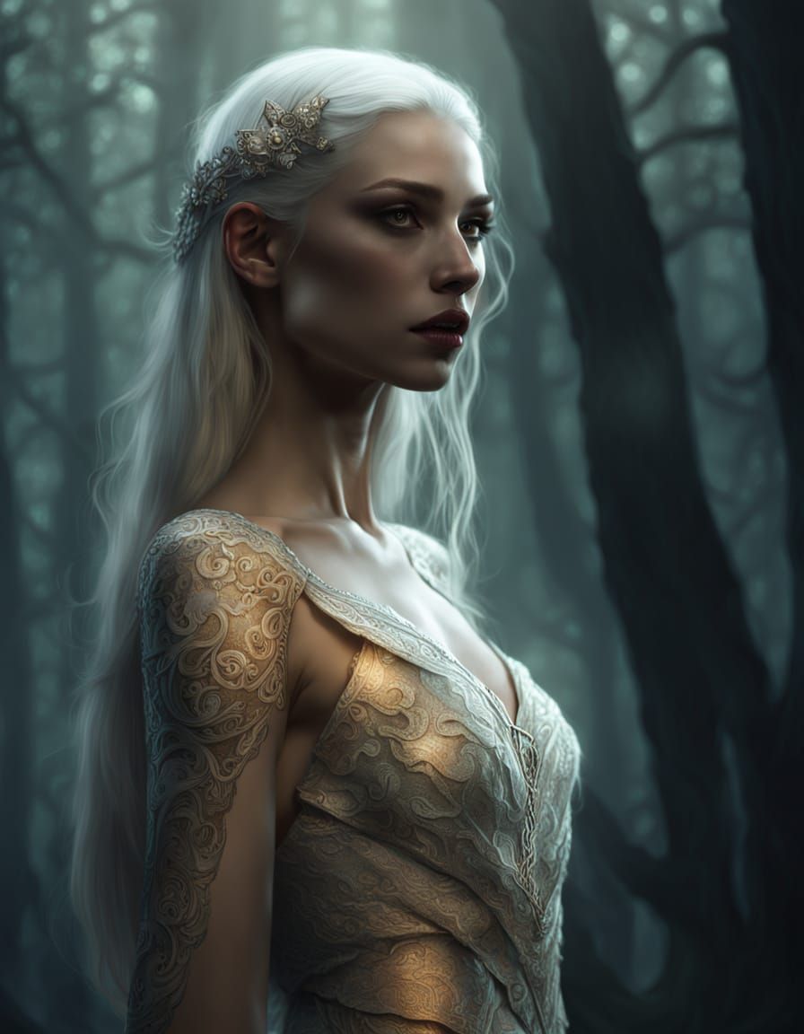 Ethereal Lamia Portrait in a Mystical Setting