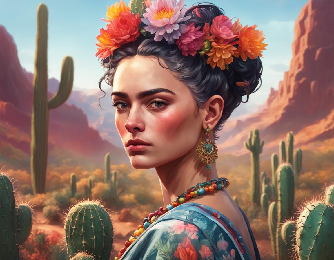 Surreal Cactus Carnival in Vibrant Watercolor Style