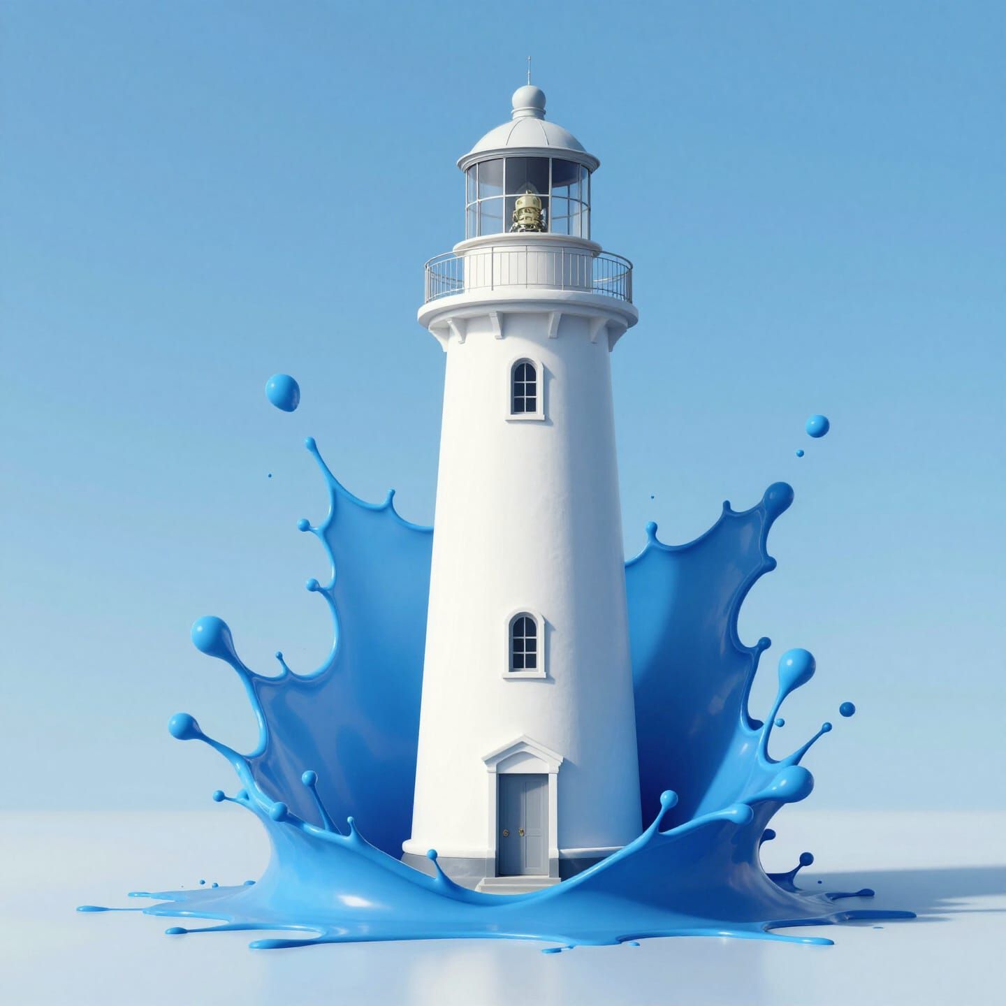 Surrealist Lighthouse with Blue Splash Art