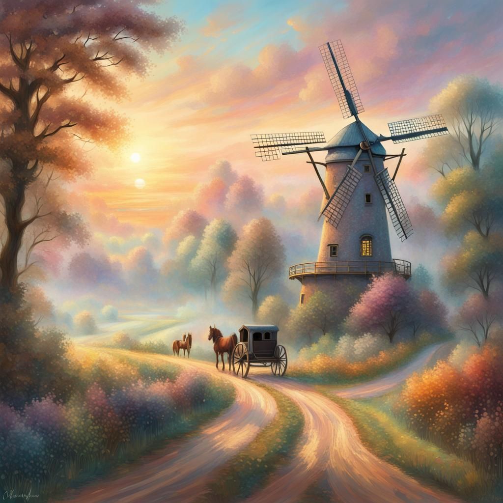 Medieval Windmill Amidst Nature's Breathtaking Beauty