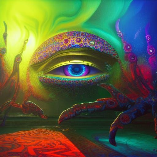 Surreal Psychedelic Masterpiece Depicts Evil Eye Watching Da...