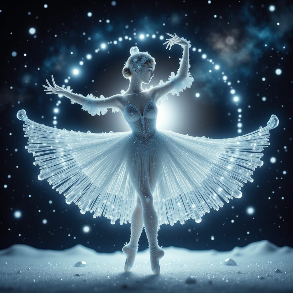 Cosmic Snow Dancer in Ethereal Style