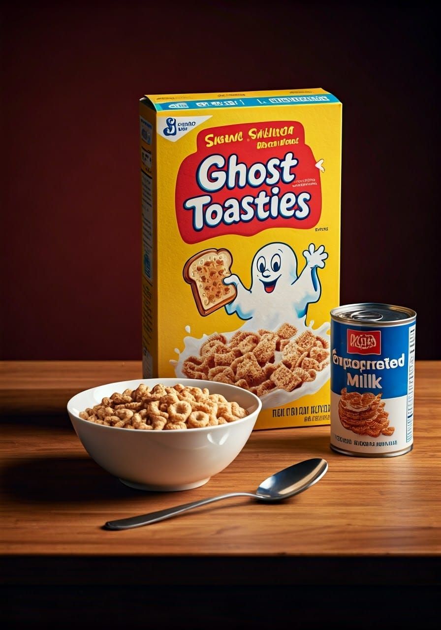 Retro-Style Breakfast Scene with Ghost Toasties and Evaporat...