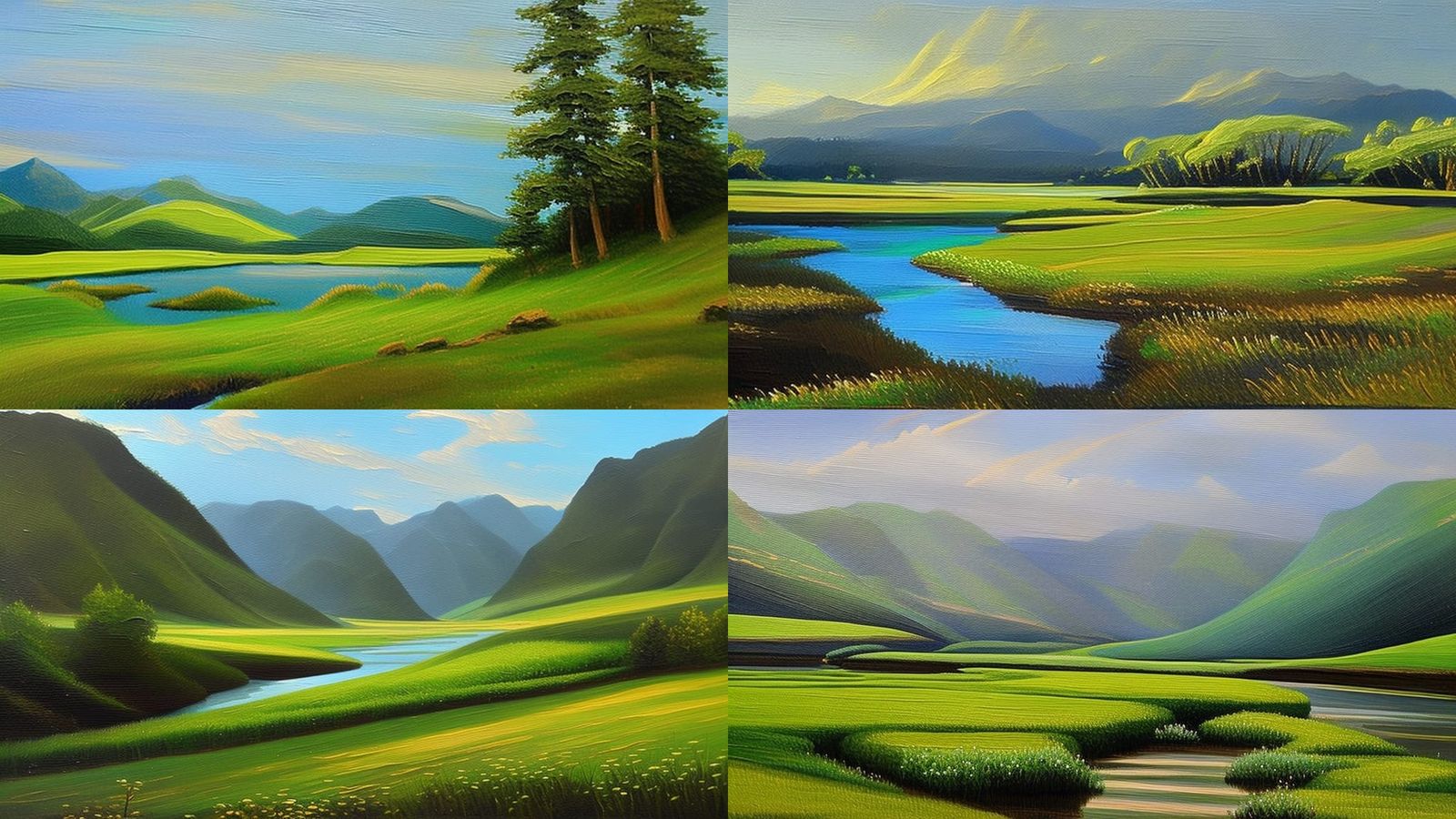 Idyllic Shire Landscape in Oil Paints