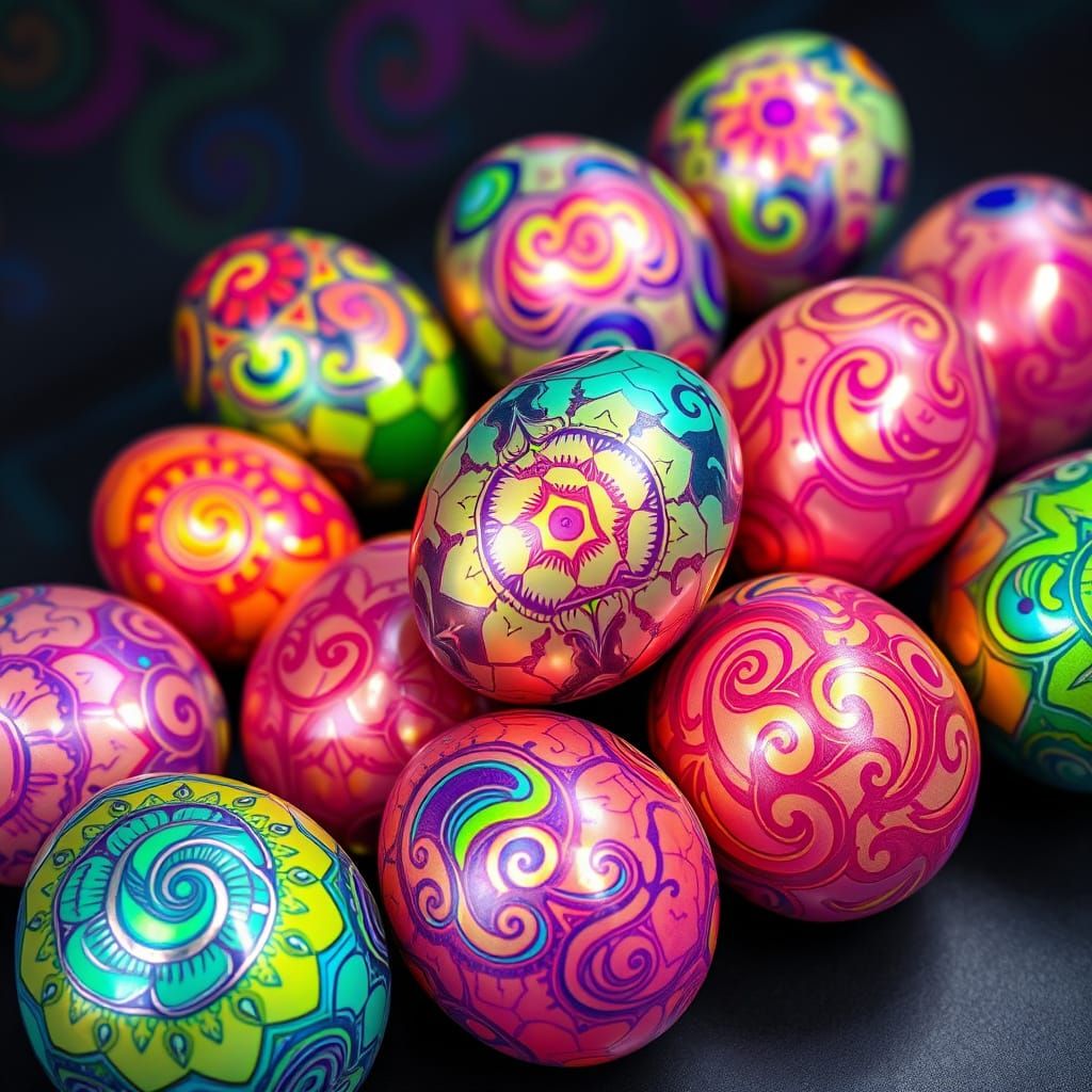 Psychedelic Resin Eggs with Tessellation Patterns