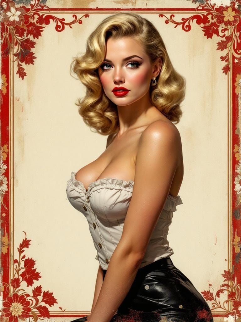 Pin-Up Woman in Baroque Meets Vintage Style