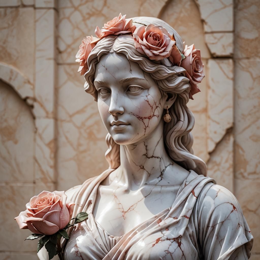 Elegant Rose Marble Female Figure in Soft Focus