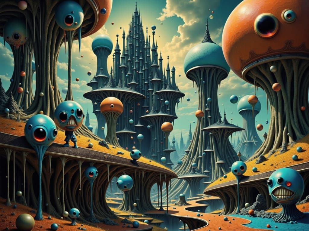 Surreal, Biomechanical Metropolis in a Dreamlike, Extraterre...