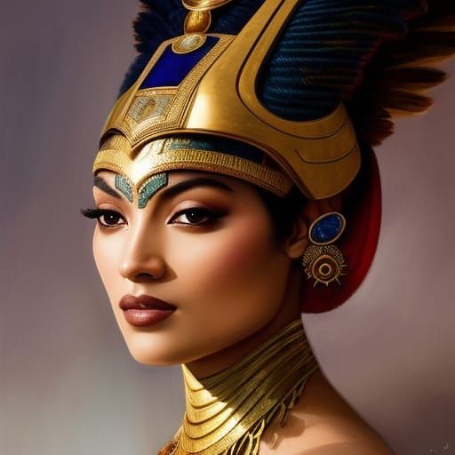 Glamorous Egyptian Pharaoh in Whimsical Watercolor