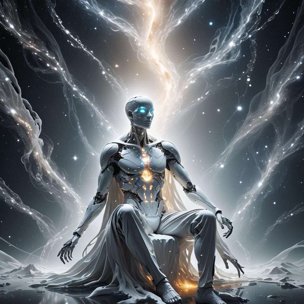 Glowing Ethereal Being in Cosmic Harmony