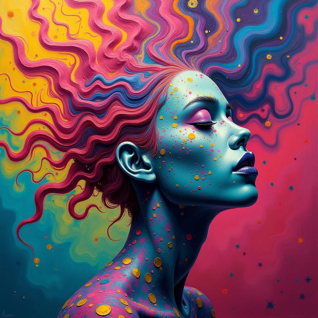 Electric Dreamer in Neon Hues