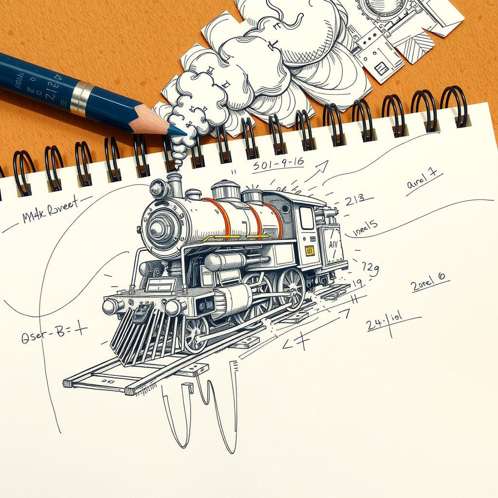 Steam Locomotive Bursts from Doodle Artwork