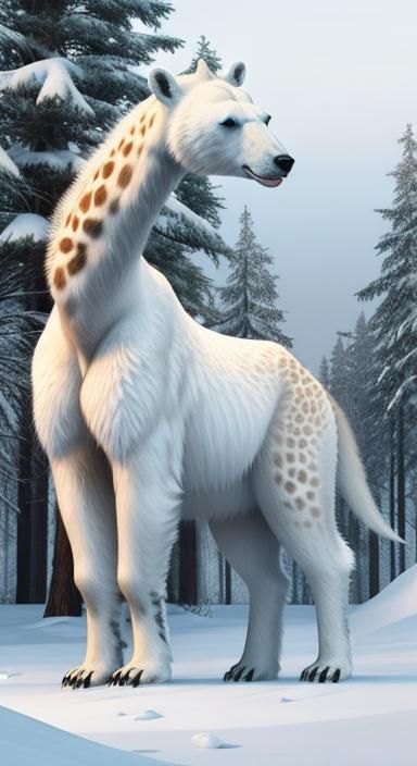 Majestic Arctic Mammal and Tall Savanna Animal Merge