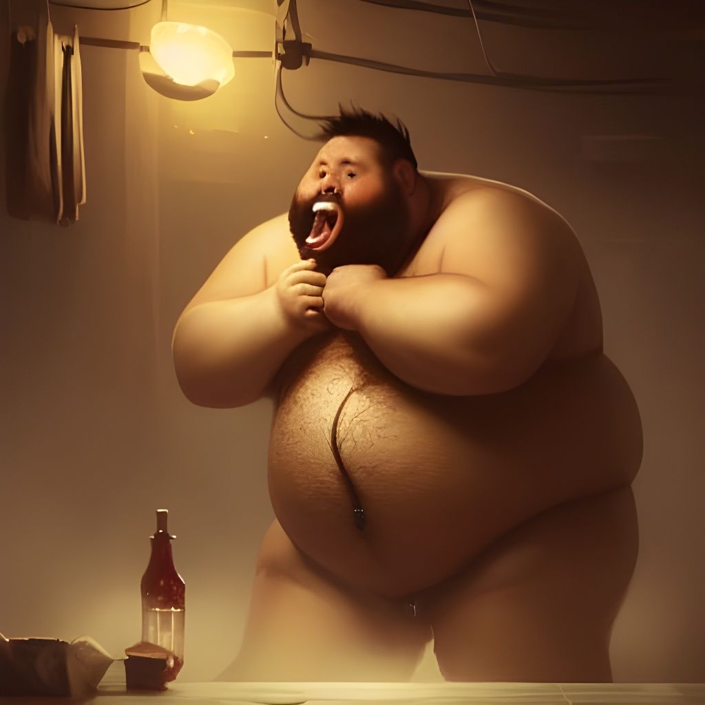 A Hyperdetailed, Dark Fantasy Masterpiece of a Hairy Man Enj...