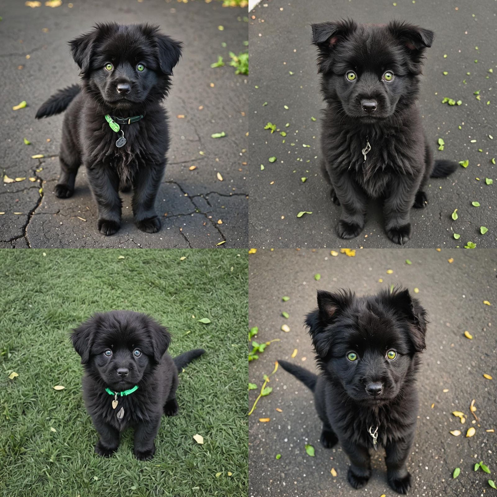 Mysterious Black Fluffy Puppy with Emerald Eyes