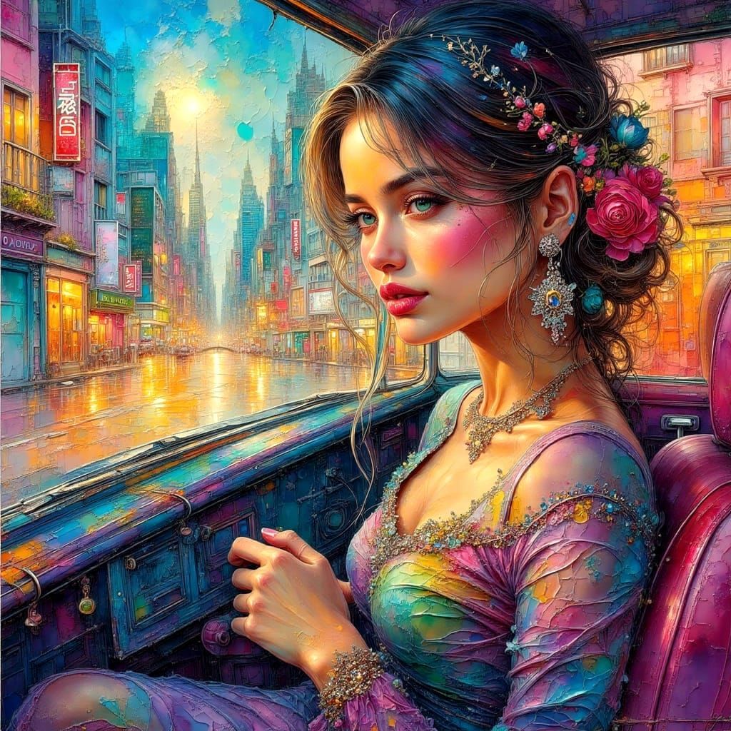 Surreal Cityscape in Vibrant Watercolors