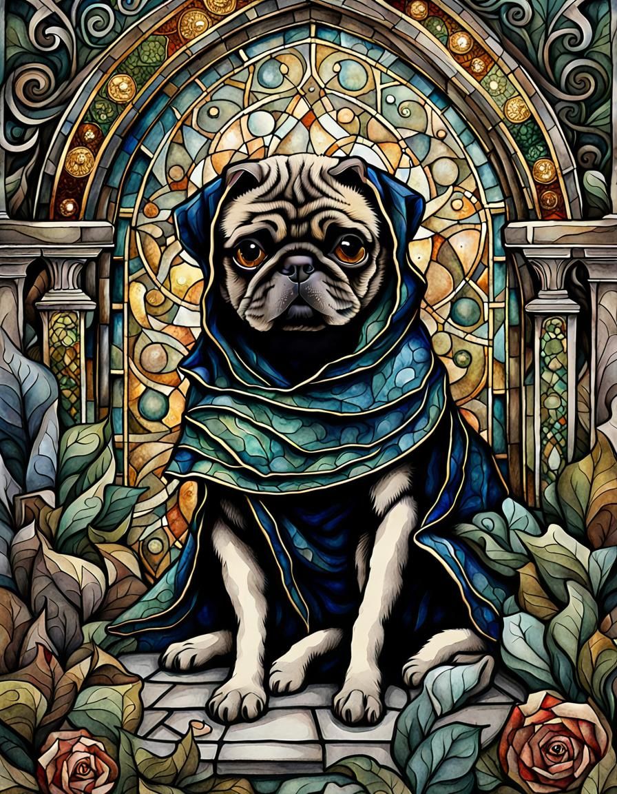 Pious Pug in Gothic Splendor