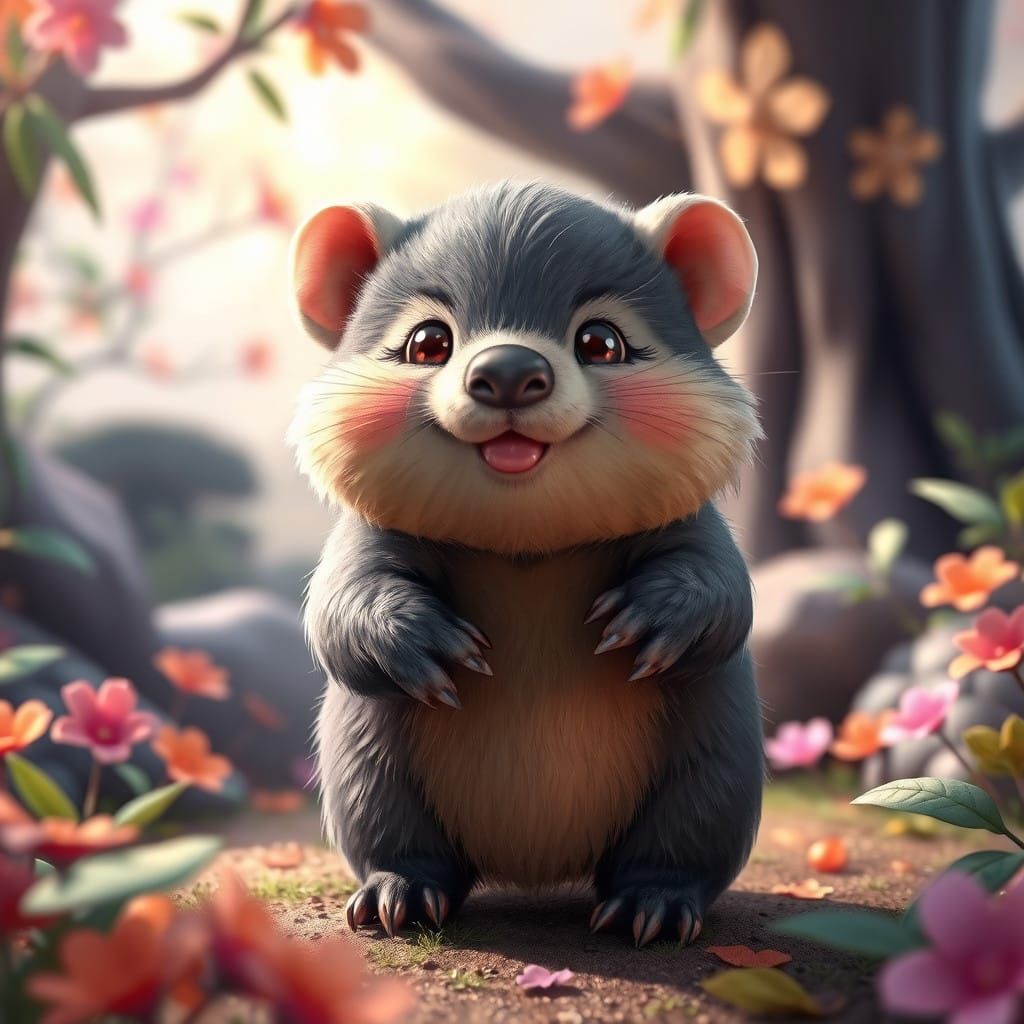 Dreamlike Wombat in Vibrant Fantasy Landscape