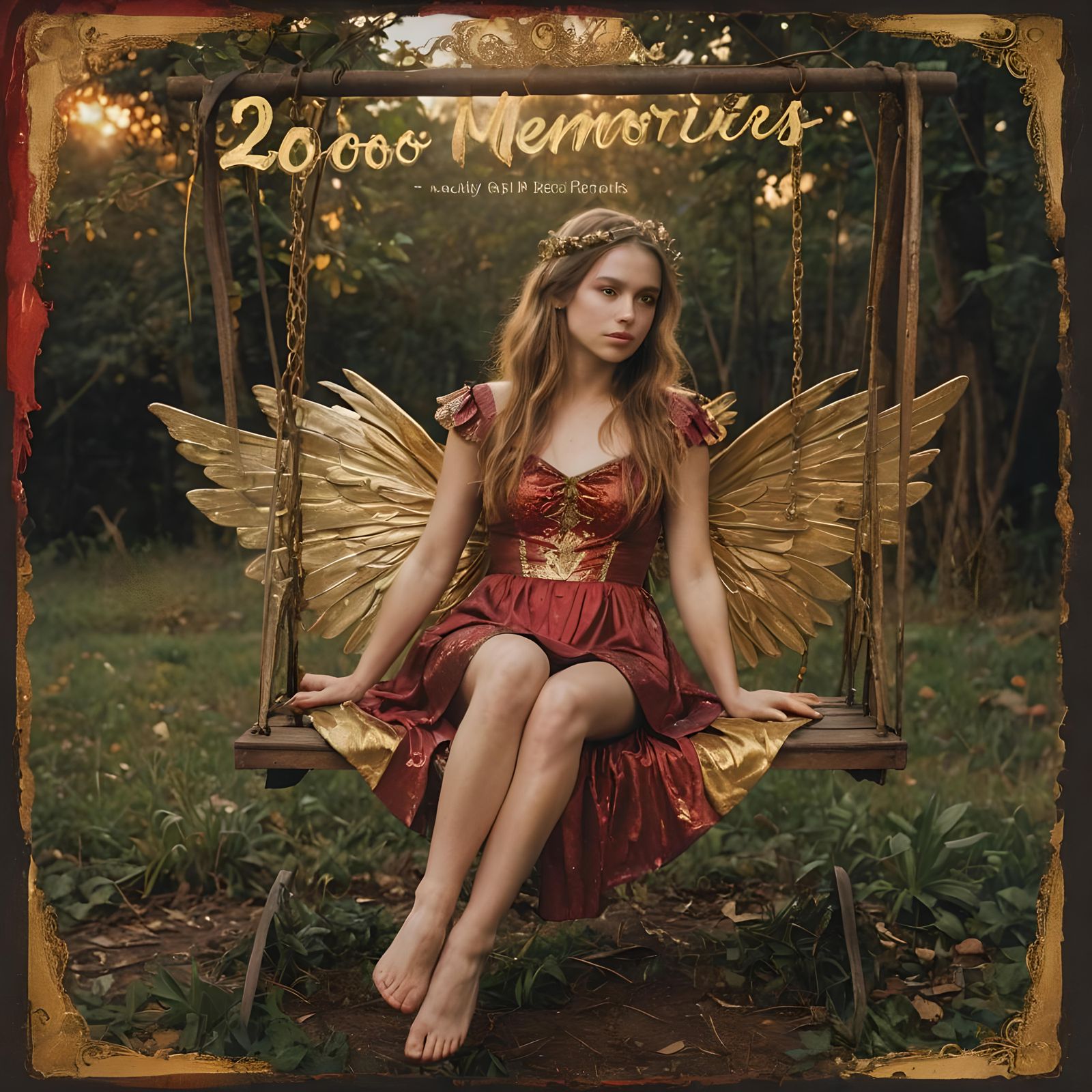 Made-up album cover with a Vintage Photography of a swing