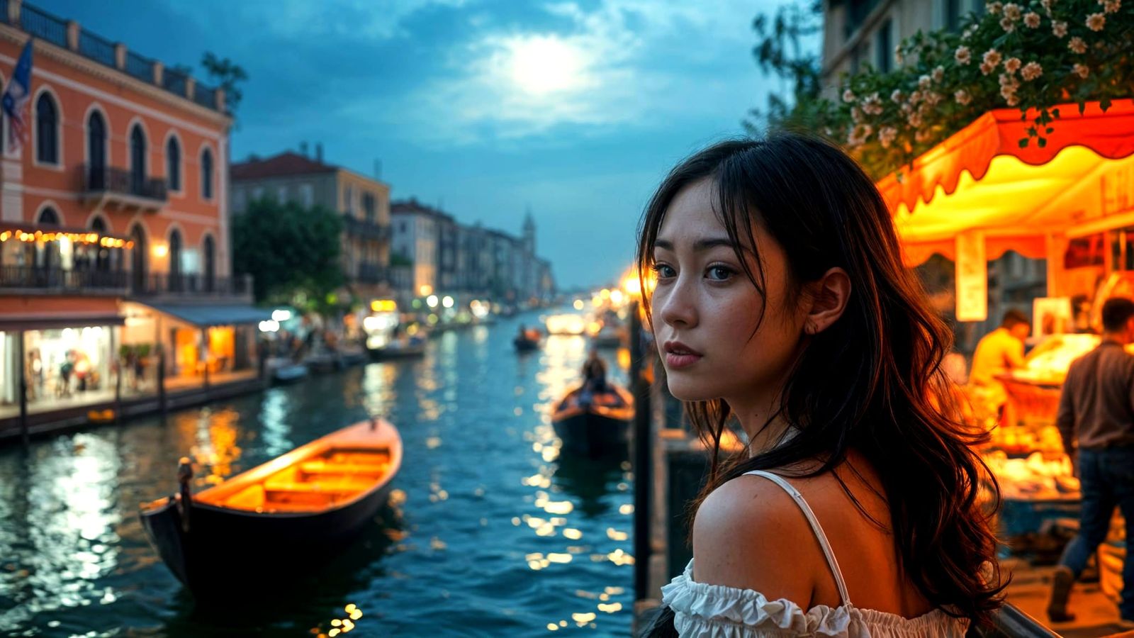 Epic Night Market Portrait in Cinematic Film Style