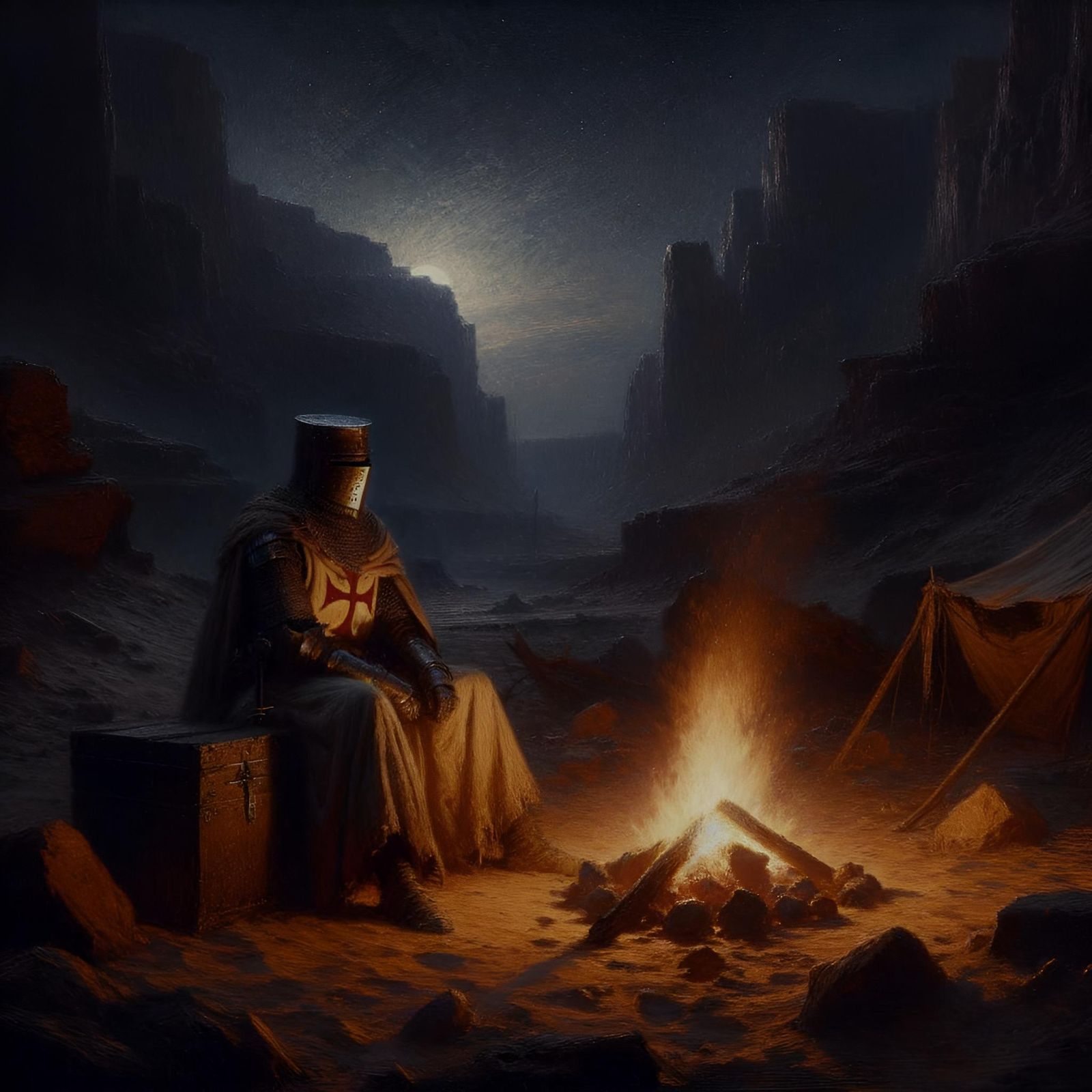 Templar Knight in Desert Solitude