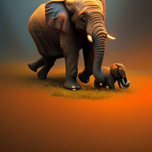 Vibrant Baby Elephant Concept Art