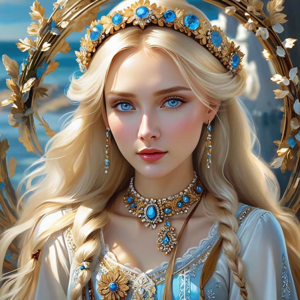 Slavic Beauty in Elegant Russian Attire