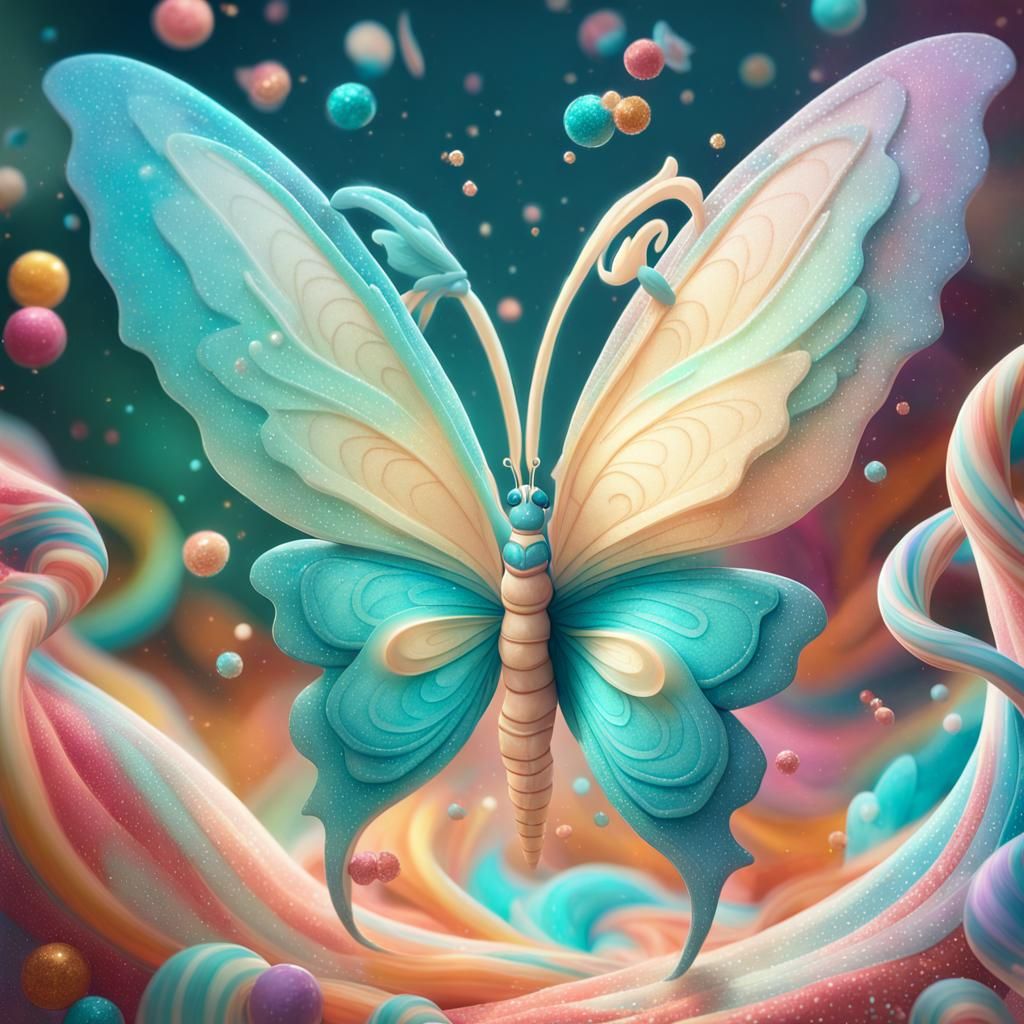 Vibrant Dragonbutterfly in Whimsical, Colorful Environment
